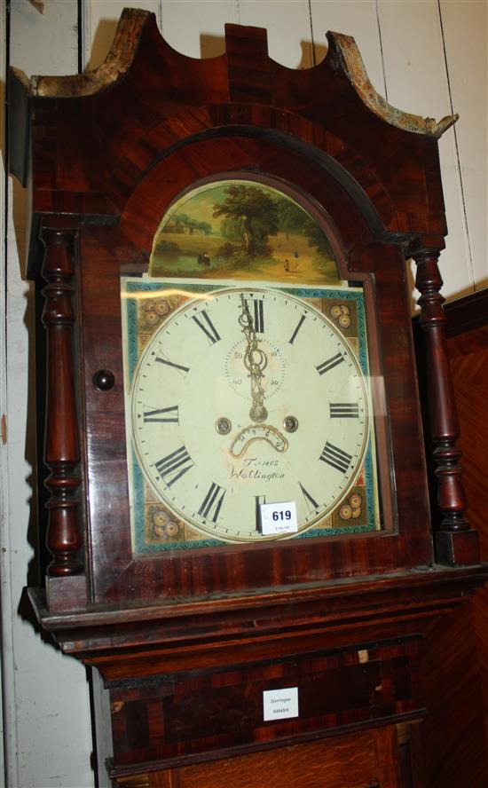 James Whatlington. Early 19th century mahogany eight day longcase clock (case damaged)